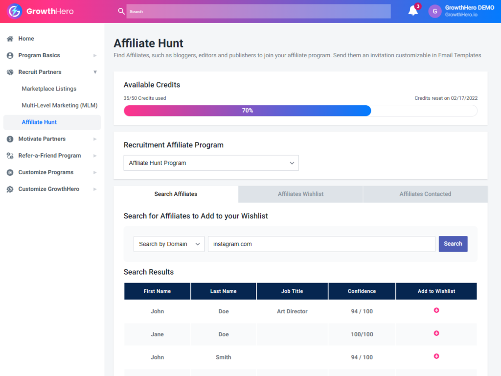 affiliate hunt module